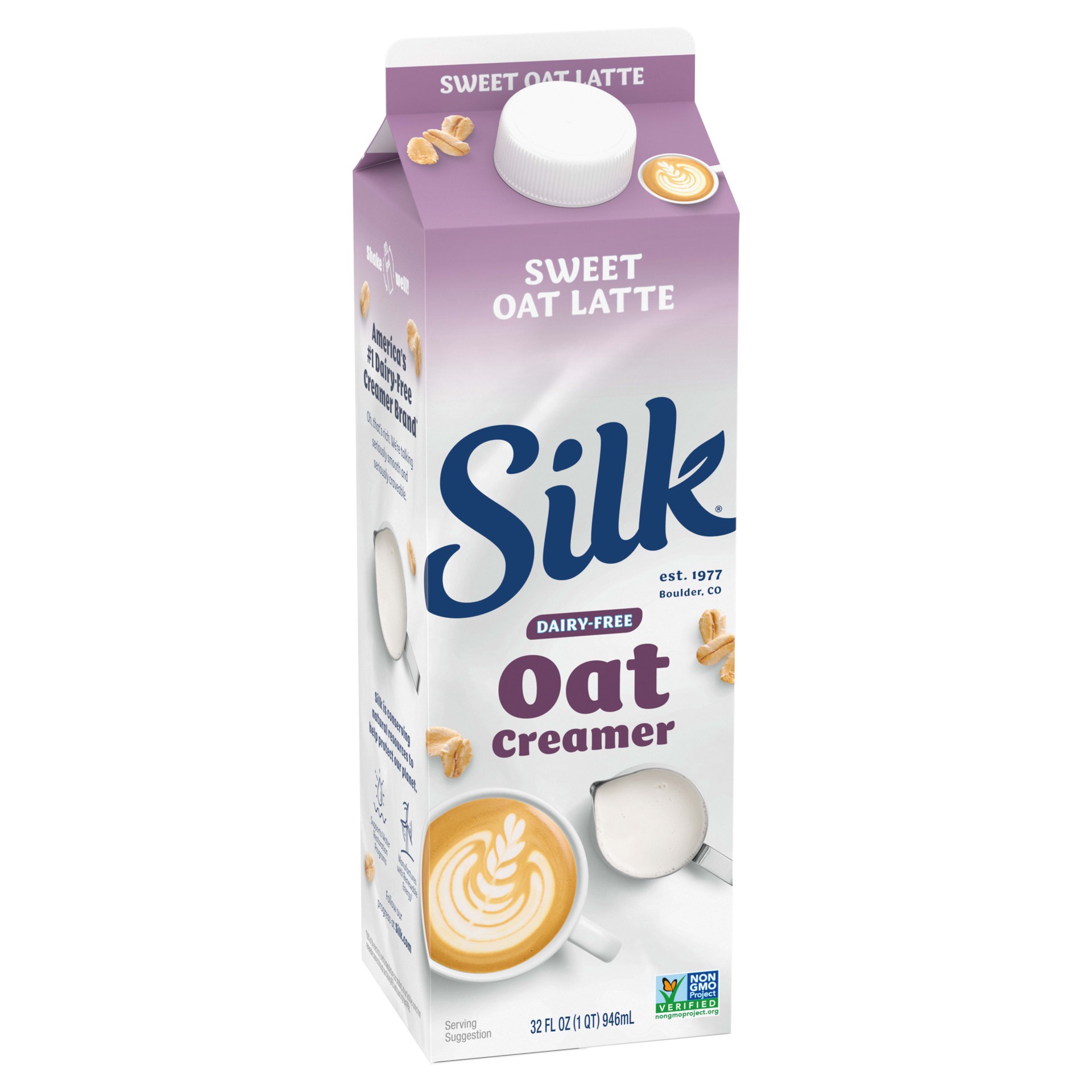 slide 5 of 5, Silk Oat Creamer, Sweet Oat Latte, Smooth, Lusciously Creamy Dairy Free and Gluten Free Creamer From the No. 1 Brand of Plant Based Creamers, 32 FL OZ Carton, 32 fl oz