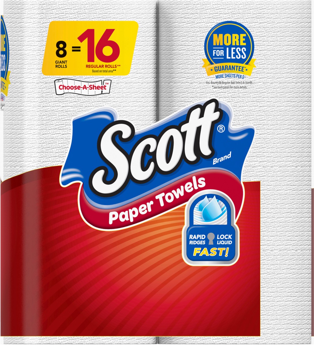 slide 8 of 11, Scott Choose-A-Sheet Giant Rolls One-Ply Paper Towels 8 ea, 8 ct