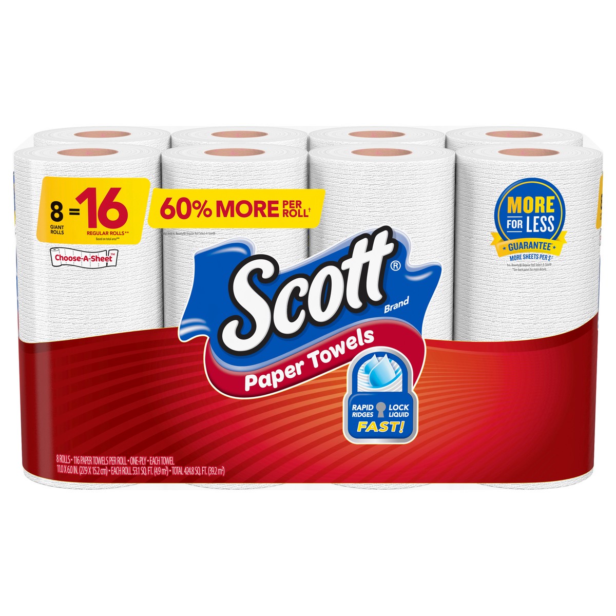 slide 5 of 11, Scott Choose-A-Sheet Giant Rolls One-Ply Paper Towels 8 ea, 8 ct