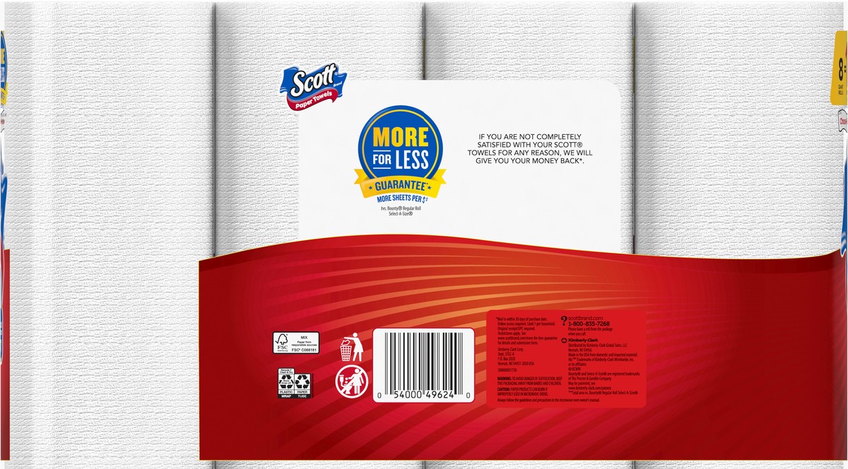 slide 11 of 11, Scott Choose-A-Sheet Giant Rolls One-Ply Paper Towels 8 ea, 8 ct