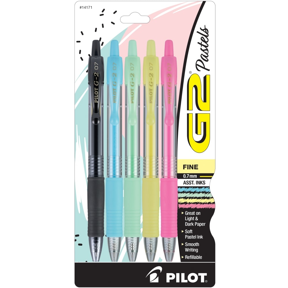 slide 1 of 1, Pilot G2 Fine Pens Assorted Pastels, 5 ct