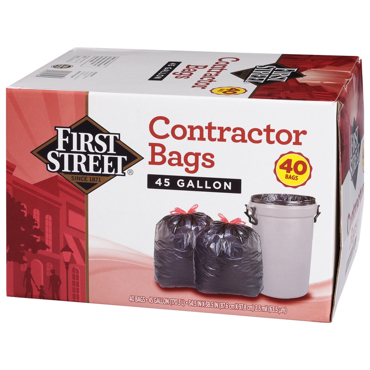 slide 2 of 14, First Street Drawstring Contractor Bag, 40 ct