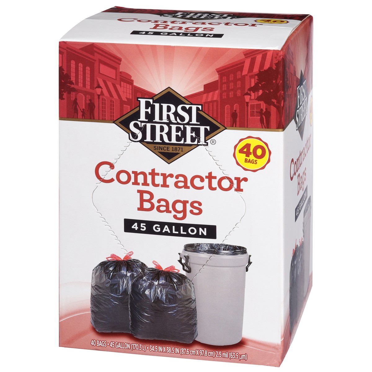 slide 14 of 14, First Street Drawstring Contractor Bag, 40 ct