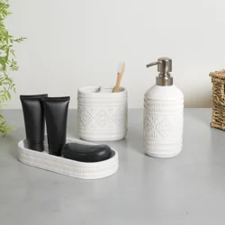 Room & Retreat Tribune 3-Piece Bathroom Accessory Set, White