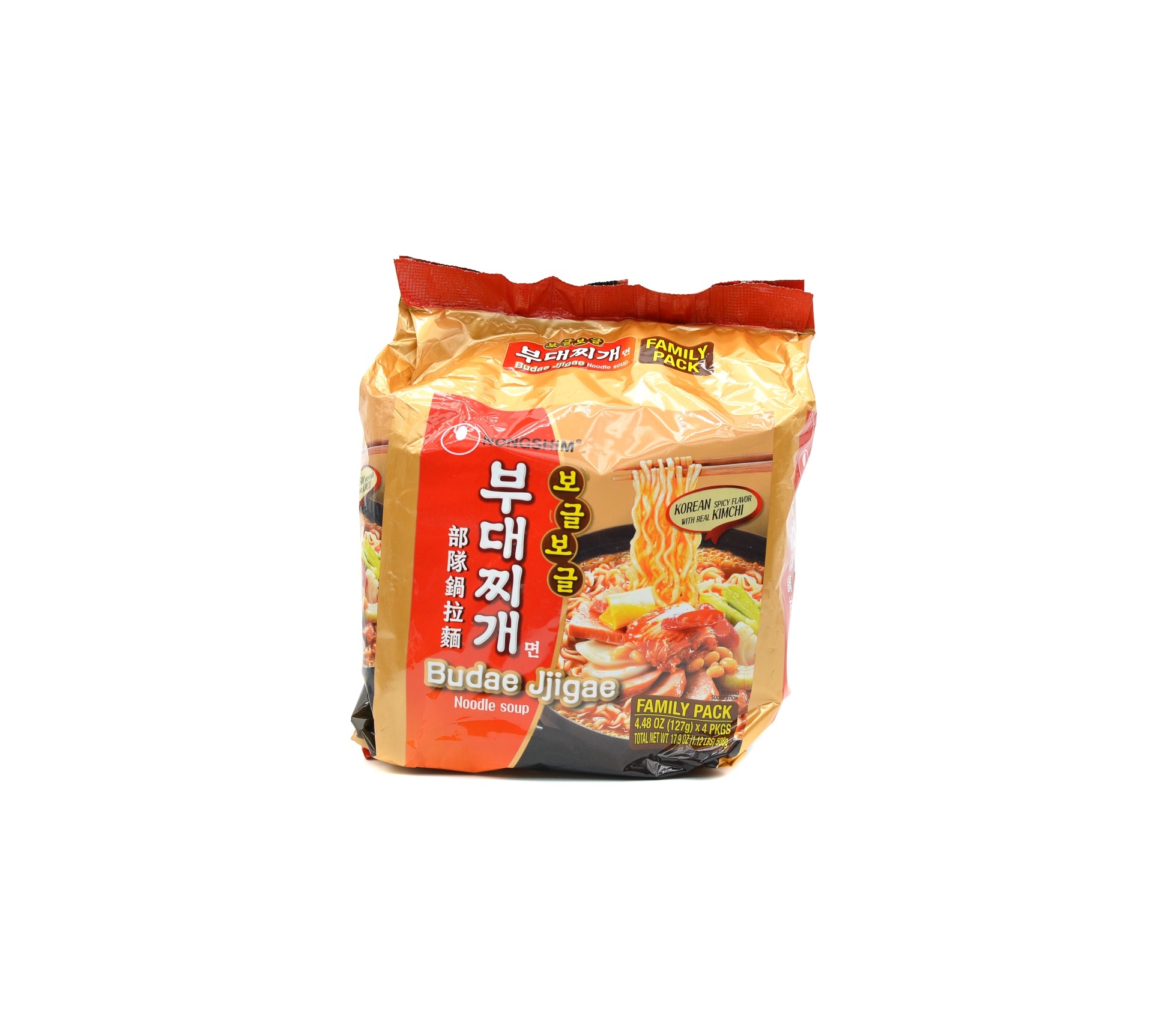 slide 1 of 1, Nongshim Budae Jjigae Noodle Soup, 4 ct; 4.48 oz