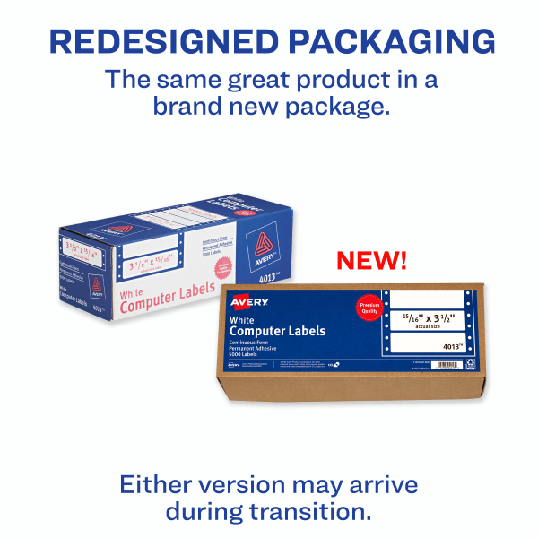 slide 5 of 7, Avery High-Speed Continuous Form Permanent Address Labels, 4013, White, 5000 ct