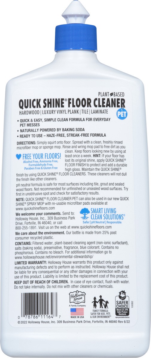 slide 8 of 9, Quick Shine Plant Based Pet Floor Cleaner 27 fl oz, 27 fl oz