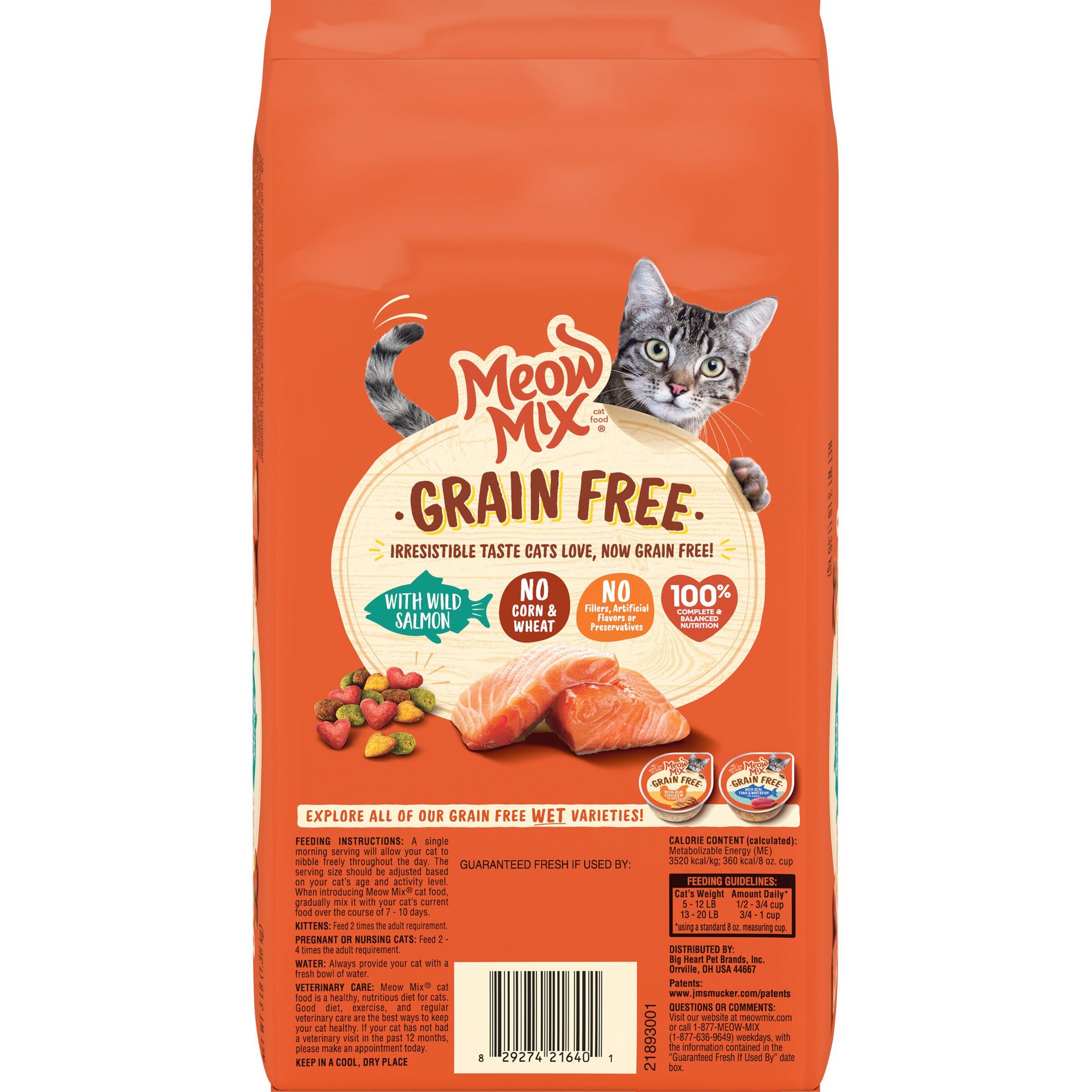 slide 2 of 4, Meow Mix Grain Free Wild Salmon Cat Food 3 oz, 3 lb