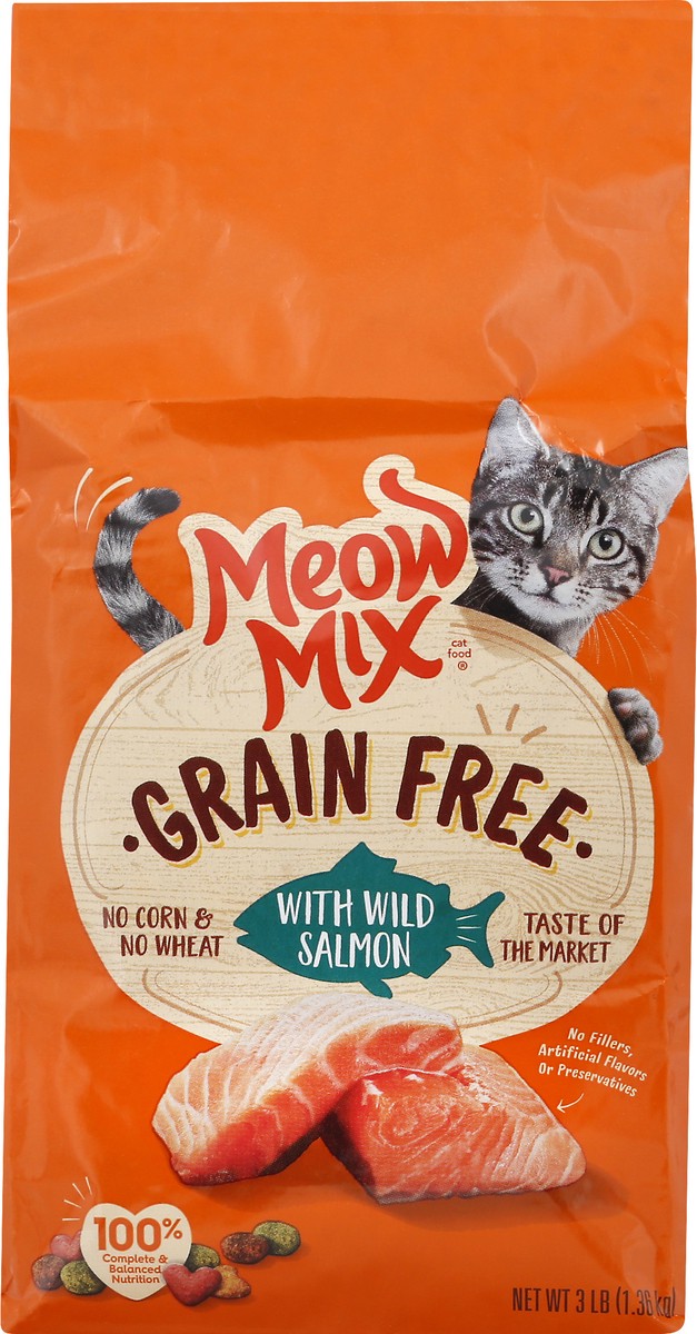 slide 1 of 4, Meow Mix Grain Free Wild Salmon Cat Food 3 oz, 3 lb