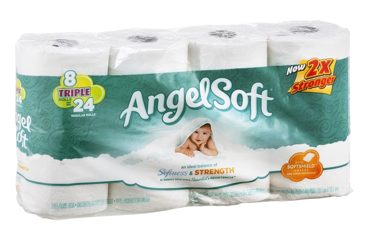 slide 2 of 9, Angel Soft Bathroom Tissue, Unscented, Triple Rolls, 2-Ply, 8 ct