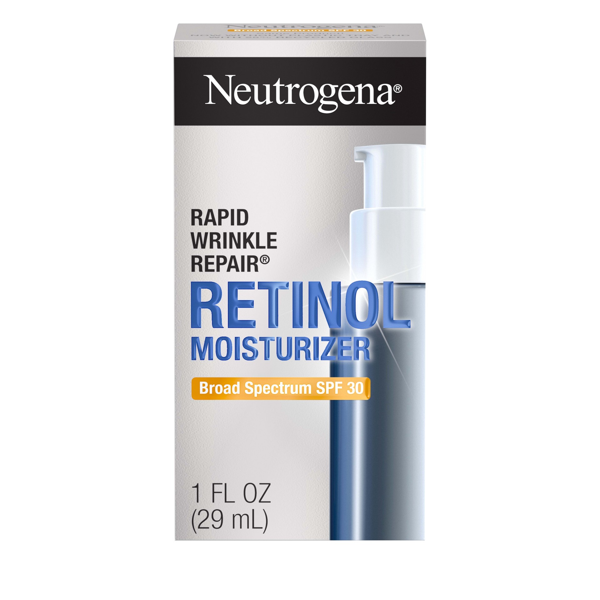 slide 1 of 10, Neutrogena Rapid Wrinkle Repair Retinol Face Moisturizer with SPF 30 Sunscreen, Daily Anti-Aging Face Cream with Retinol & Hyaluronic Acid to Fight Fine Lines, Wrinkles, & Dark Spots, 1 fl. oz, 30 ct; 1 fl oz