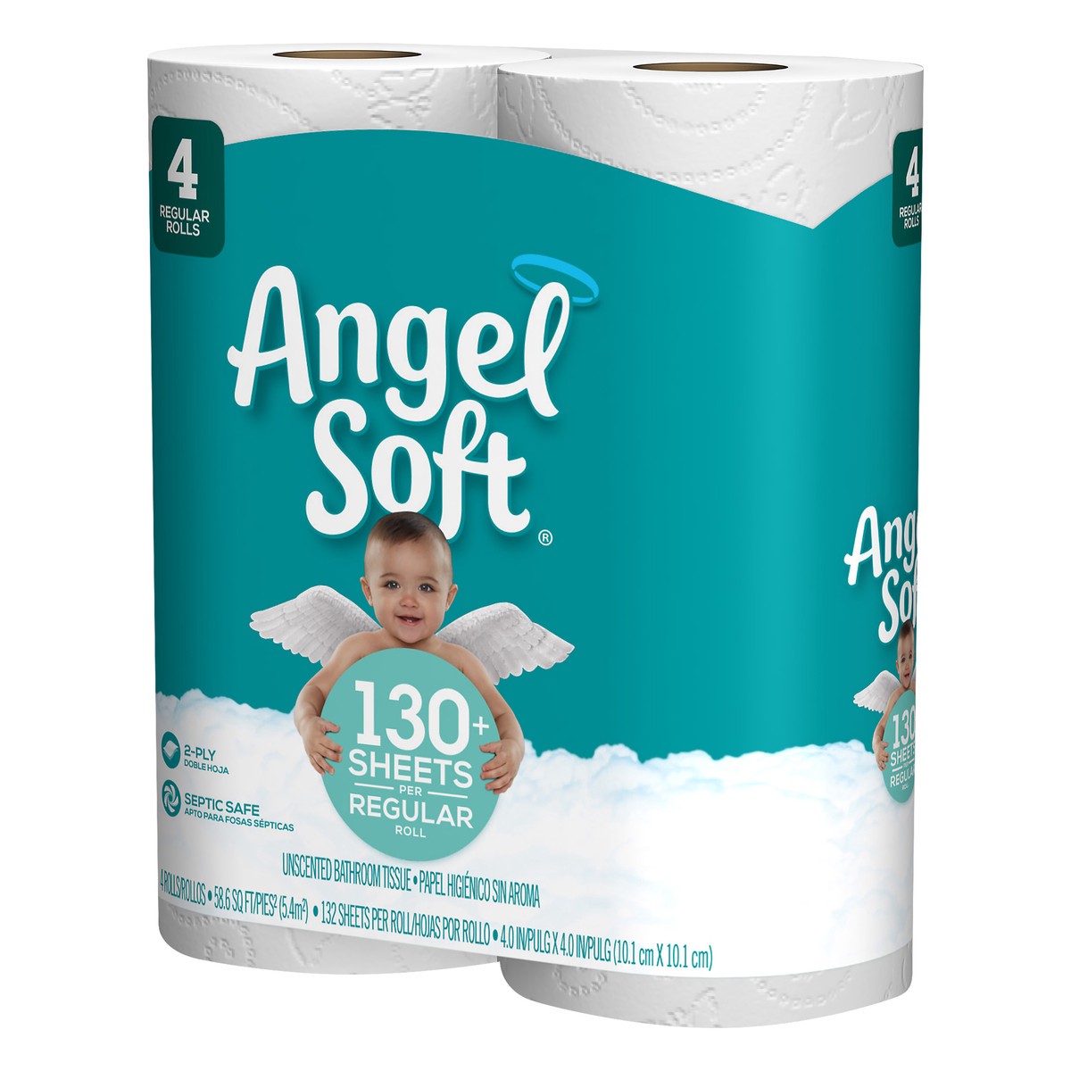 slide 5 of 6, Angel Soft Regular Roll 2-Ply Unscented Bathroom Tissue 4 ea, 4 ct