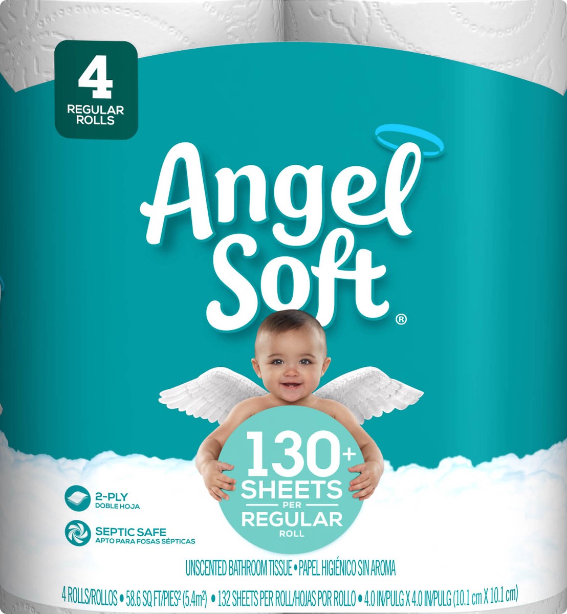 slide 4 of 6, Angel Soft Regular Roll 2-Ply Unscented Bathroom Tissue 4 ea, 4 ct