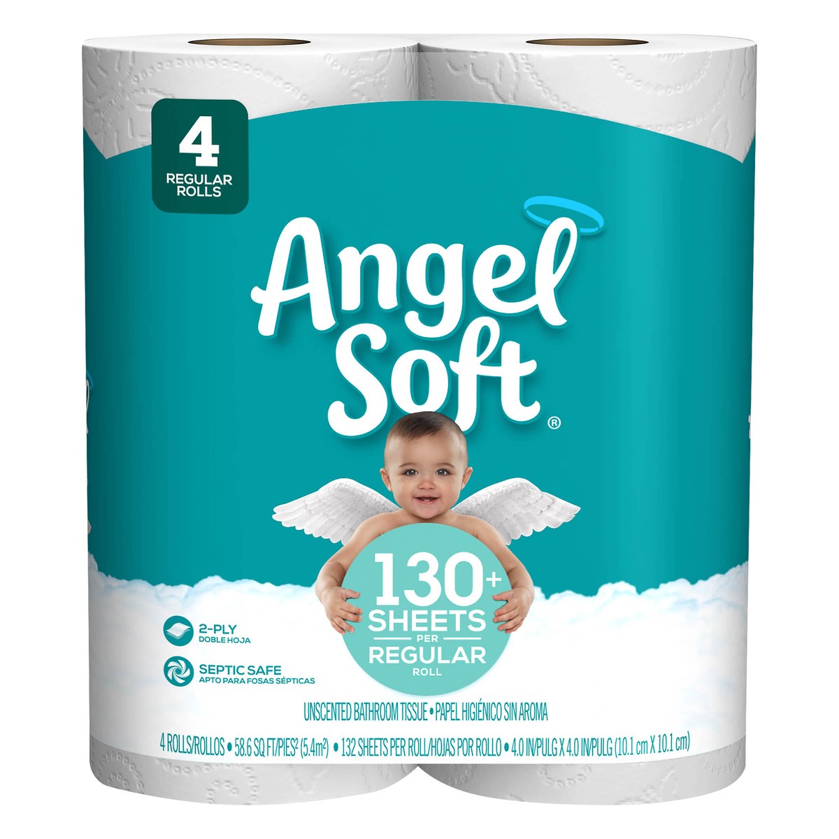 slide 3 of 6, Angel Soft Regular Roll 2-Ply Unscented Bathroom Tissue 4 ea, 4 ct