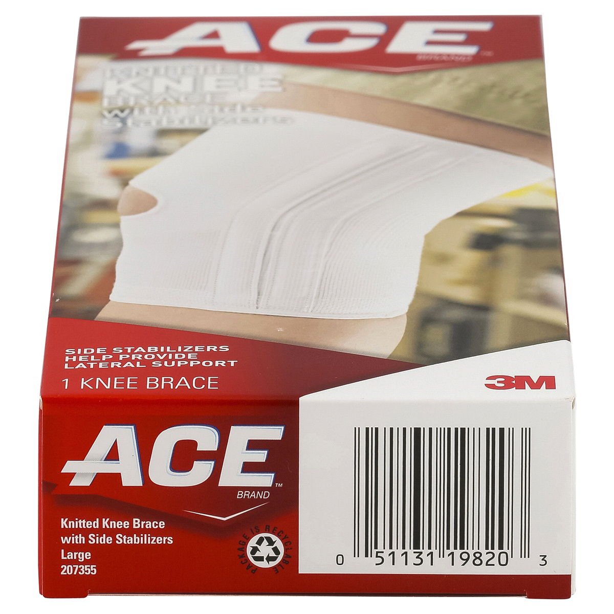 slide 3 of 5, Ace Plus Large Knee Brace With Side Stabilizers, LG