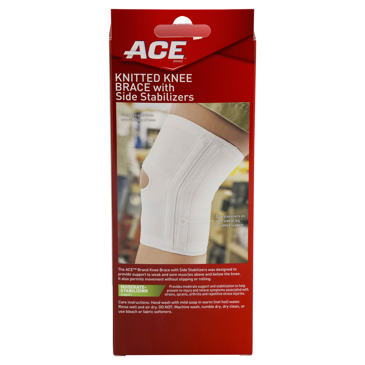 slide 5 of 5, Ace Plus Large Knee Brace With Side Stabilizers, LG