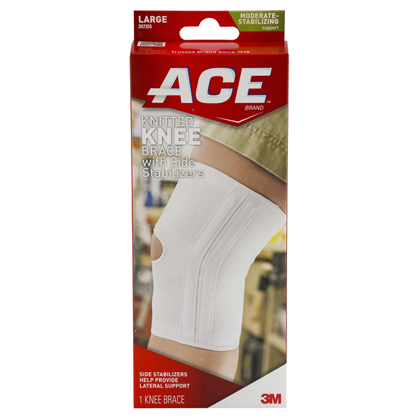 slide 1 of 5, Ace Plus Large Knee Brace With Side Stabilizers, LG