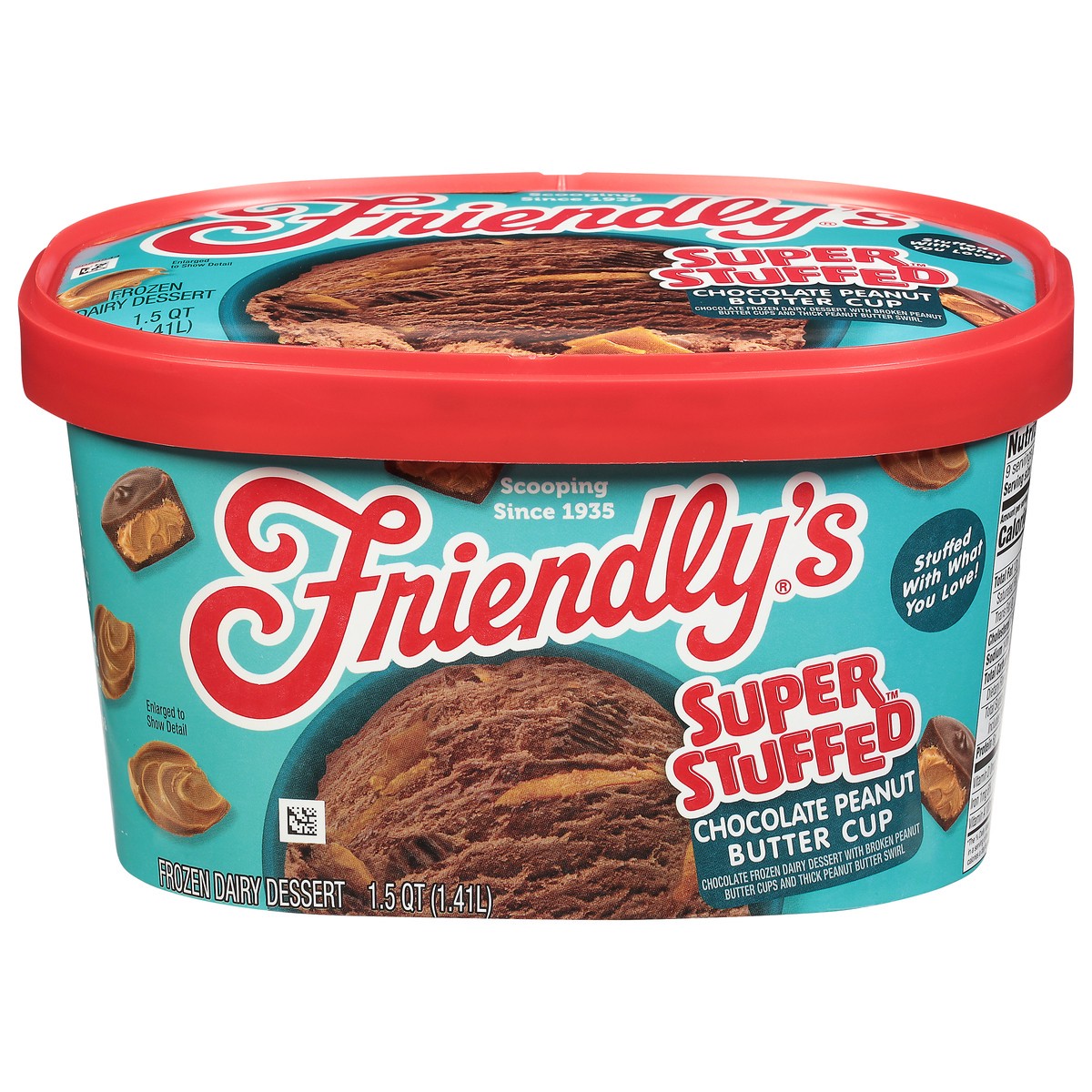 slide 1 of 9, Friendly's Super Stuffed Chocolate Peanut Butter Cup Frozen Dairy Dessert 1.5 qt, 1.5 qt