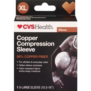 slide 1 of 1, CVS Health Elbow Copper Compression Sleeve X-Large 15.5 In. To 16 In., 6.78 oz