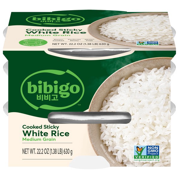 slide 1 of 1, Bibigo Gluten Free Cooked Sticky White Rice - 22.2oz/3ct, 22.2 oz