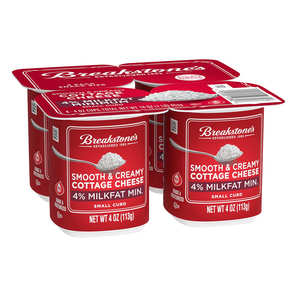 slide 9 of 10, Breakstone's Smooth & Creamy Small Curd Cottage Cheese with 4% Milkfat, 4 oz Cup, 4 Ct, 4 ct; 4 oz