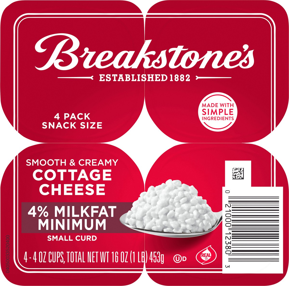 slide 4 of 10, Breakstone's Smooth & Creamy Small Curd Cottage Cheese with 4% Milkfat, 4 oz Cup, 4 Ct, 4 ct; 4 oz