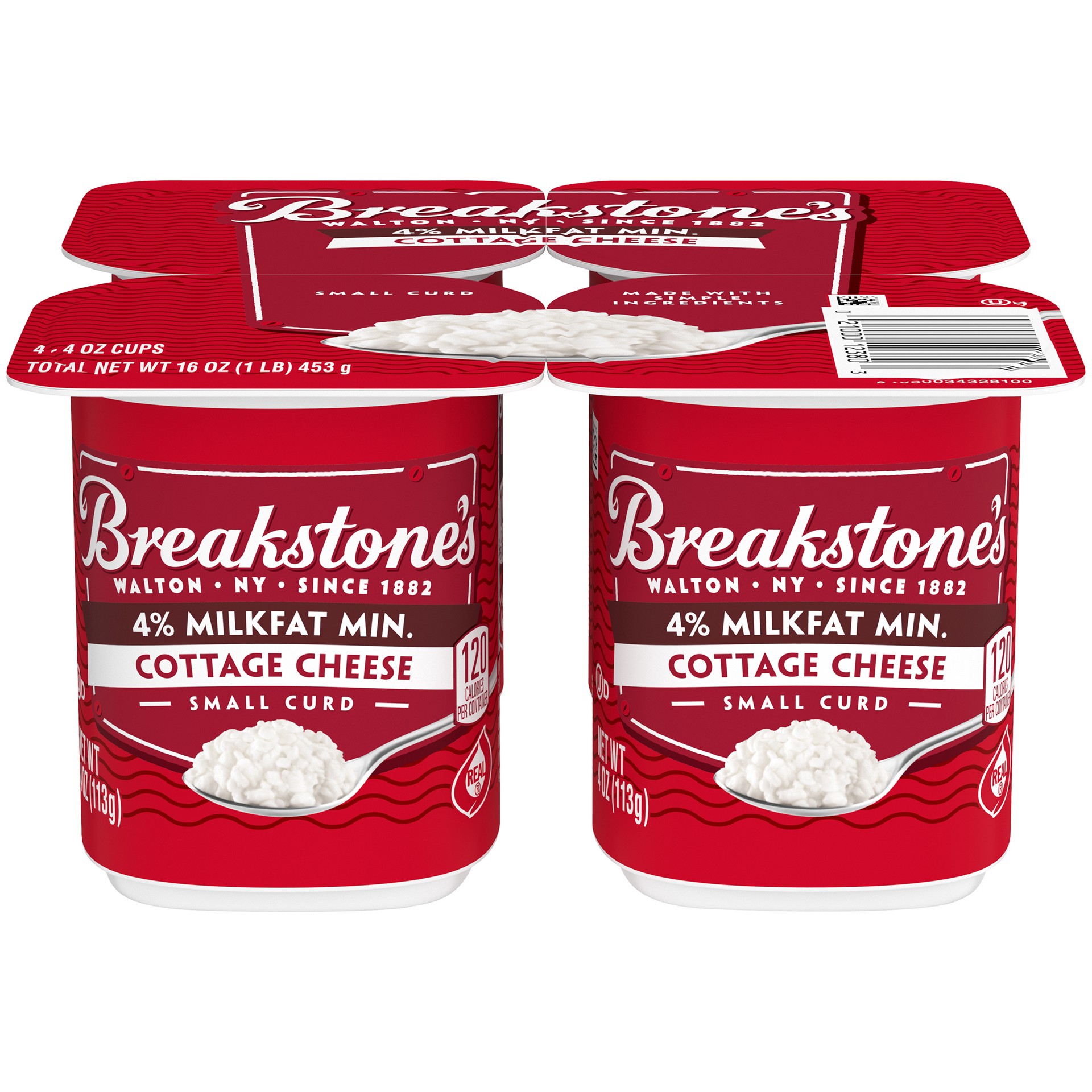 slide 1 of 10, Breakstone's Smooth & Creamy Small Curd Cottage Cheese with 4% Milkfat, 4 ct Pack, 4 oz Cups, 4 ct; 4 oz