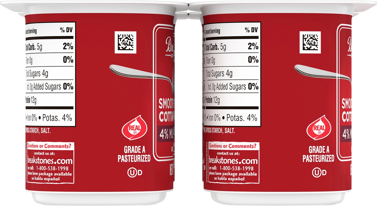 slide 8 of 10, Breakstone's Smooth & Creamy Small Curd Cottage Cheese with 4% Milkfat, 4 oz Cup, 4 Ct, 4 ct; 4 oz