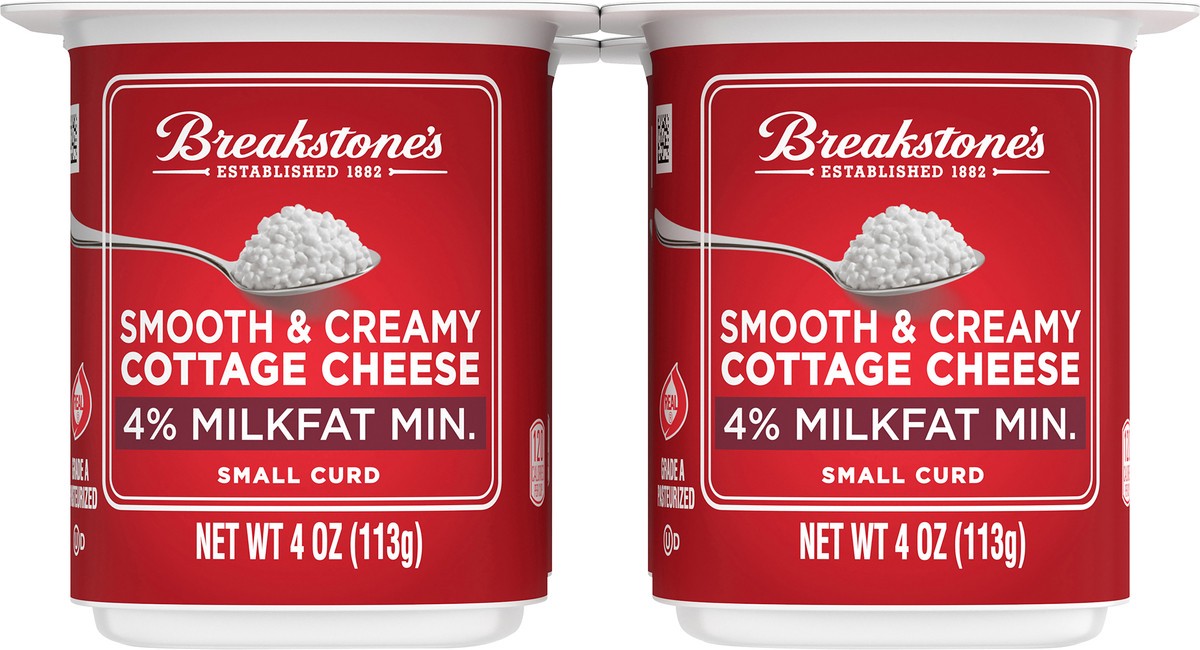 slide 2 of 10, Breakstone's Smooth & Creamy Small Curd Cottage Cheese with 4% Milkfat, 4 oz Cup, 4 Ct, 4 ct; 4 oz