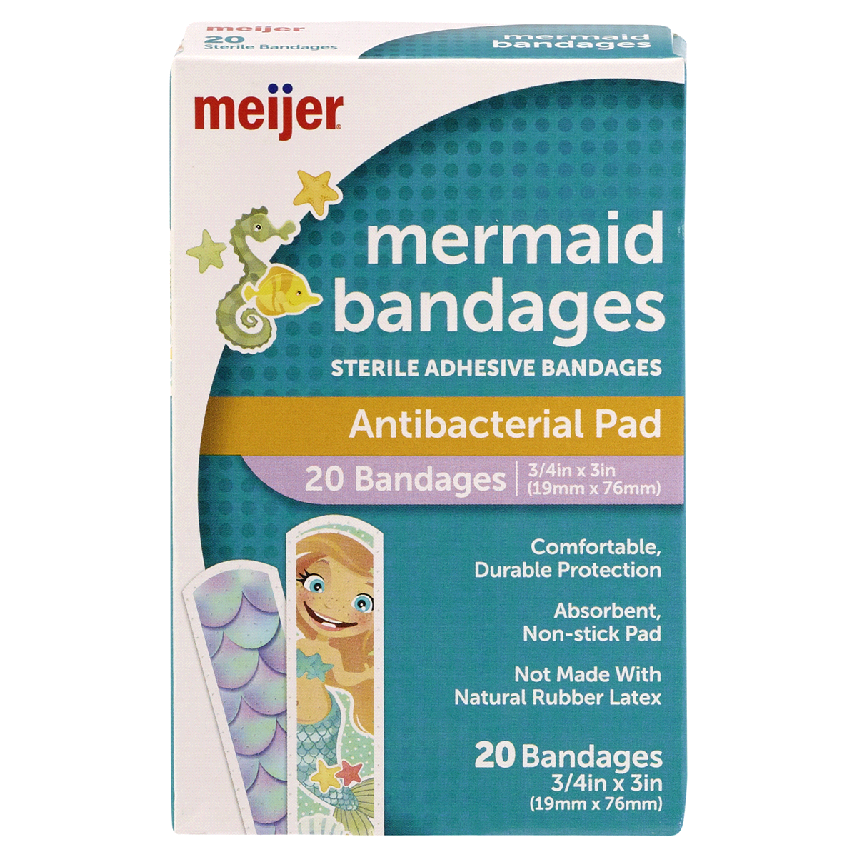 slide 1 of 1, Meijer Mermaid Bandages, 20 ct