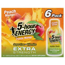 5-hour Energy Extra Strength Peach Mango, 6 Pack, 1.93 oz