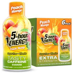 5-hour Energy Extra Strength Peach Mango, 6 Pack, 1.93 oz