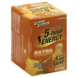 5-hour ENERGY, Extra Strength, Peach Mango, 6 Pack, 1.93 oz.