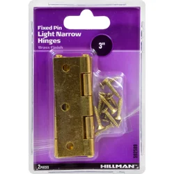 Hillman Large Light Narrow Door Hinges and Fixed Pin 3 in