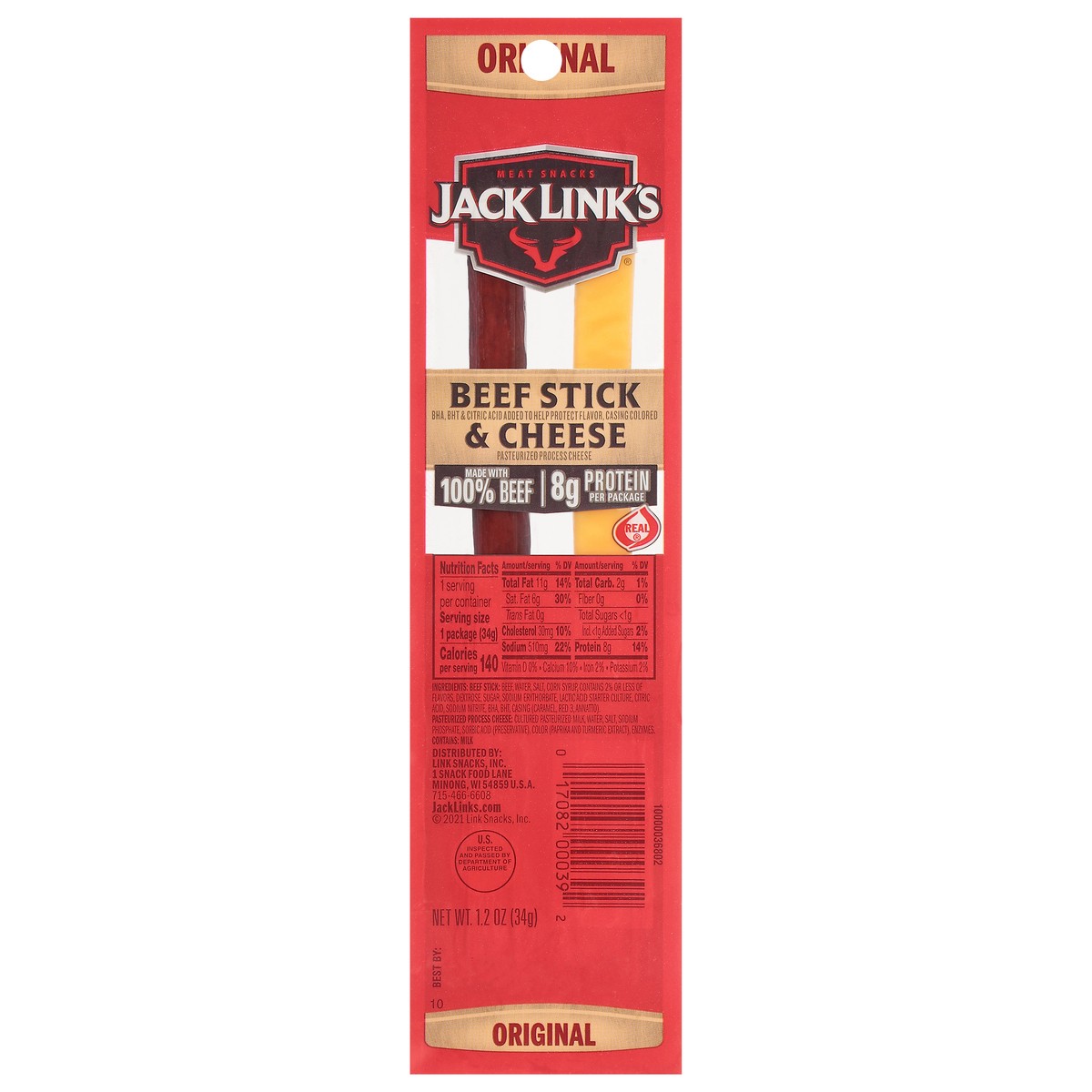slide 6 of 14, Jack Link's 1.2oz Jack Link's Original Beef & Cheese Combo 1/1 Count, 1.2 oz