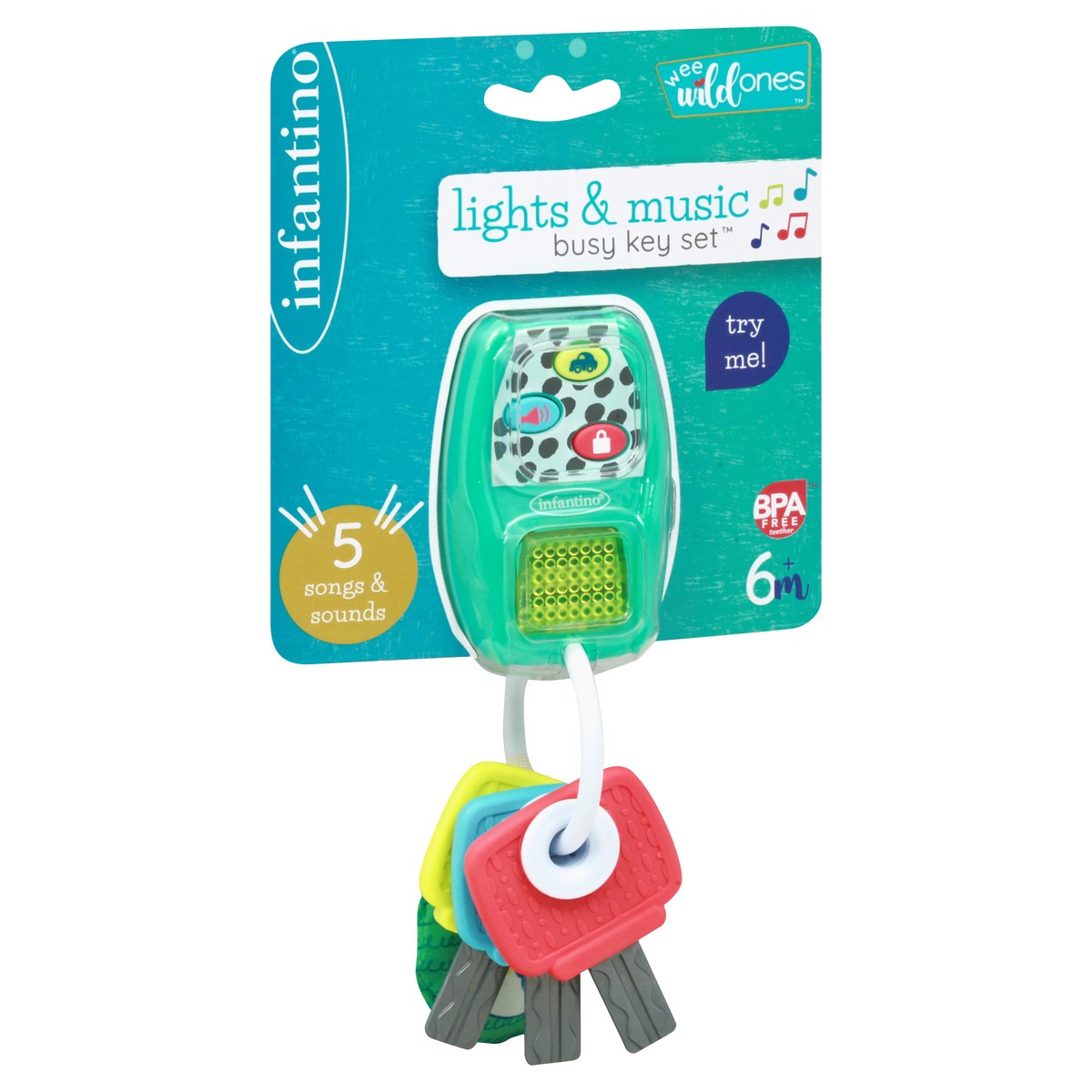 slide 3 of 8, Infantino Wee Wildones 6+ Months Lights & Music Busy Key Set 1 ea, 1 ct