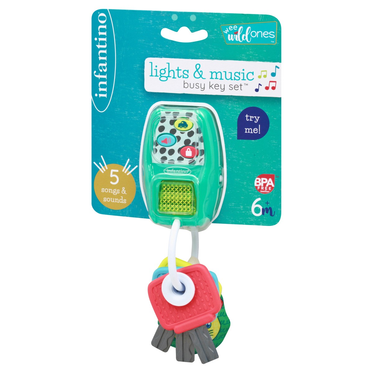 slide 7 of 8, Infantino Wee Wildones 6+ Months Lights & Music Busy Key Set 1 ea, 1 ct