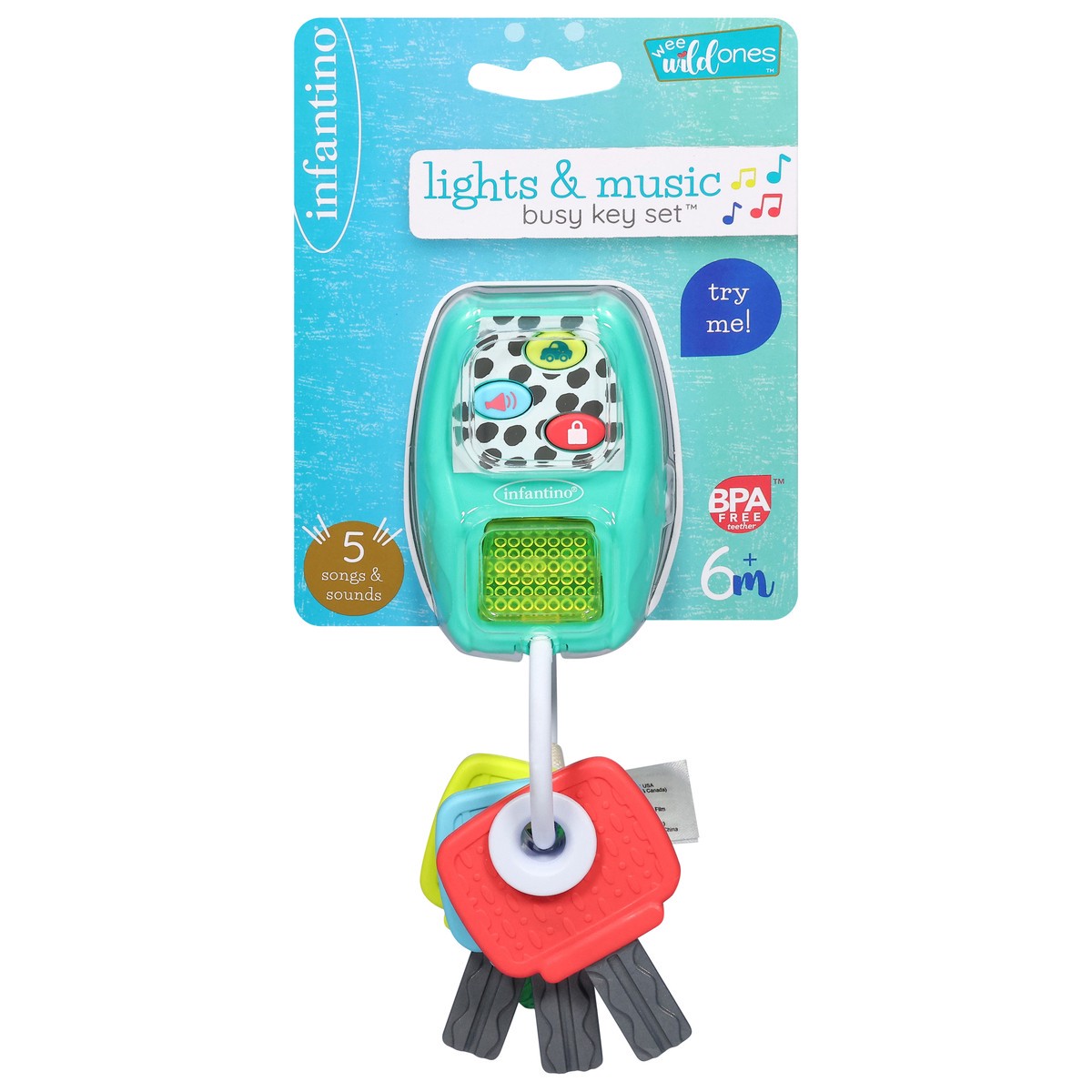 slide 1 of 8, Infantino Wee Wildones 6+ Months Lights & Music Busy Key Set 1 ea, 1 ct