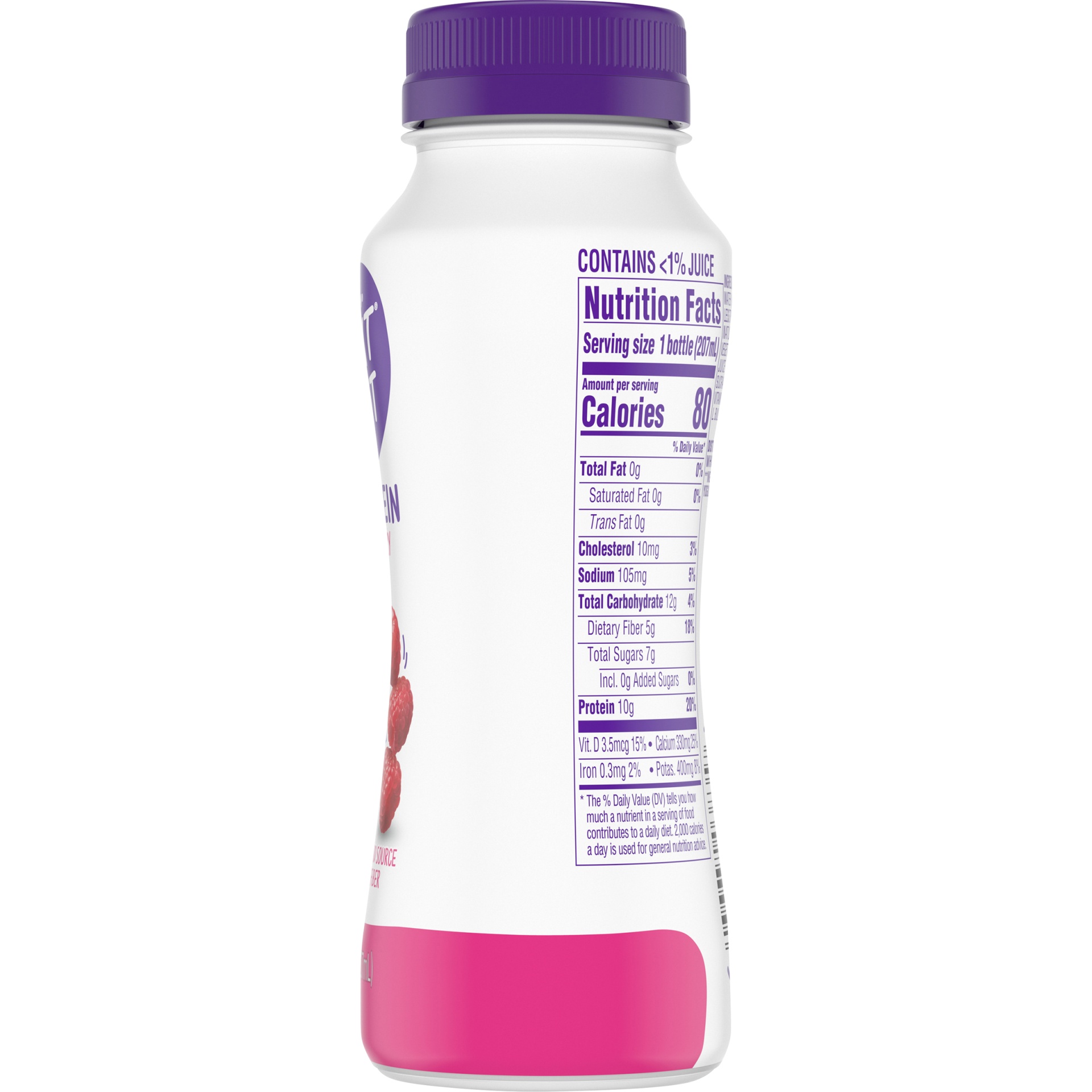 slide 2 of 7, Light + Fit Nonfat Raspberry Protein Smoothie Yogurt Drink, 7 fl oz