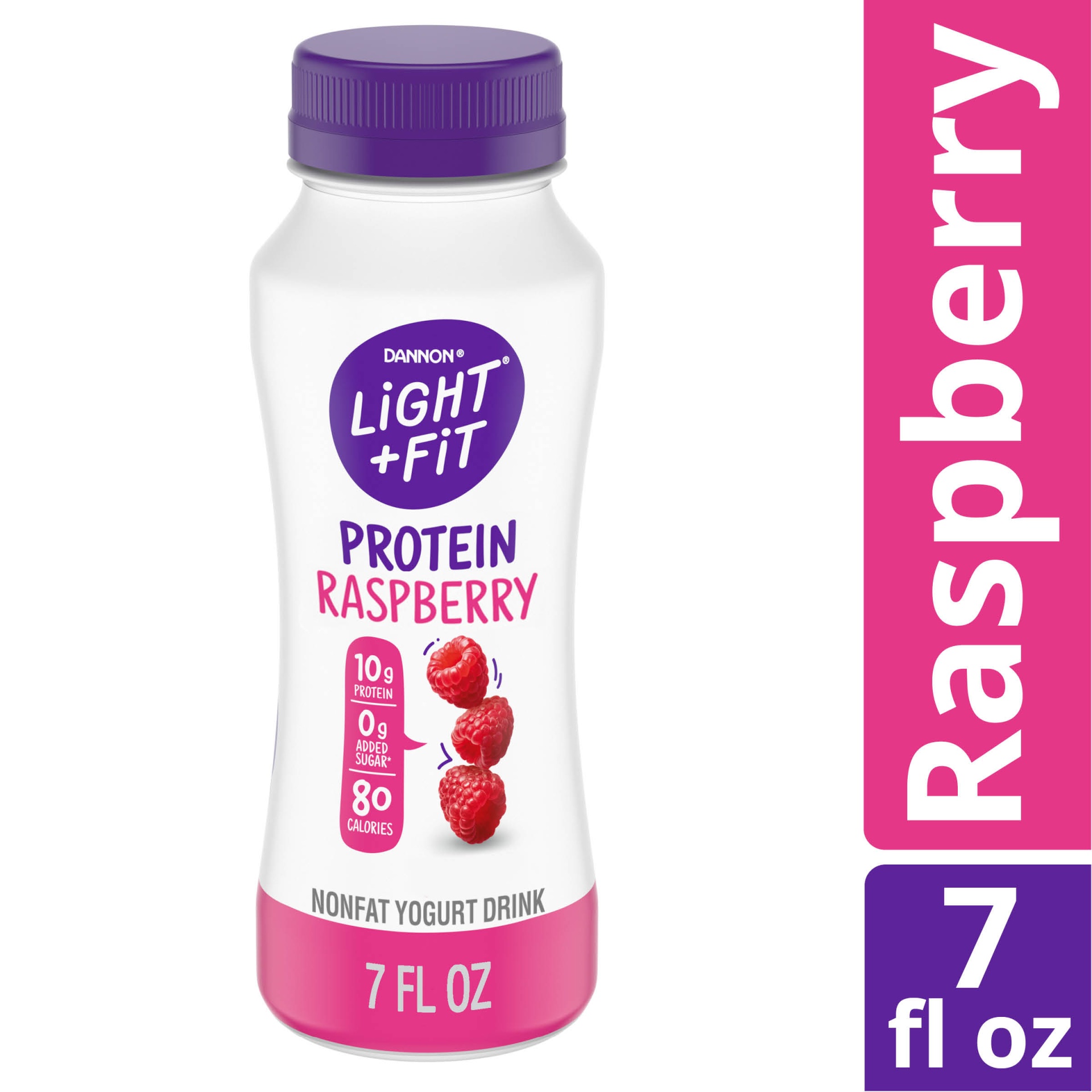 slide 1 of 7, Light + Fit Nonfat Raspberry Protein Smoothie Yogurt Drink, 7 fl oz