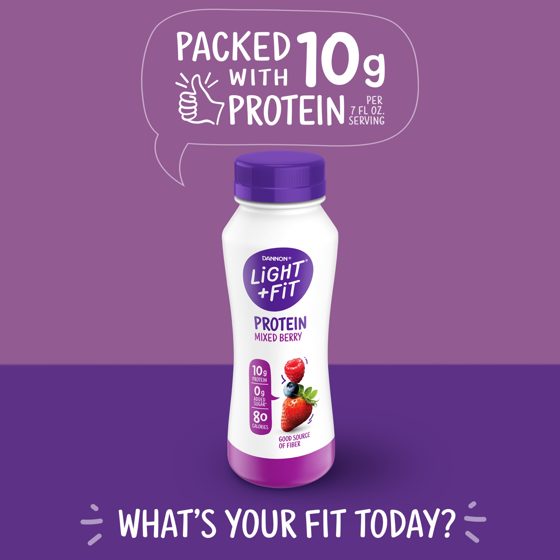 slide 5 of 7, Light + Fit Nonfat Raspberry Protein Smoothie Yogurt Drink, 7 fl oz