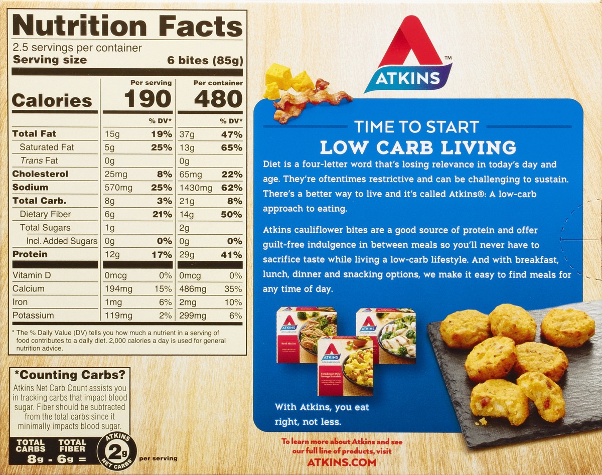 slide 2 of 13, Atkins Cauliflower Bites, 7.5 oz