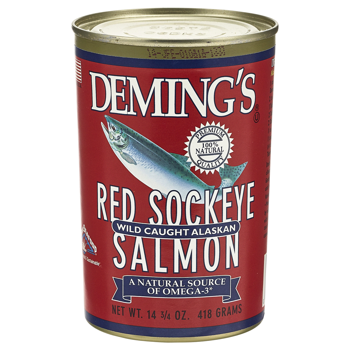 slide 1 of 3, Deming's Red Sockeye Wild Caught Alaskan Salmon, 14.75 oz