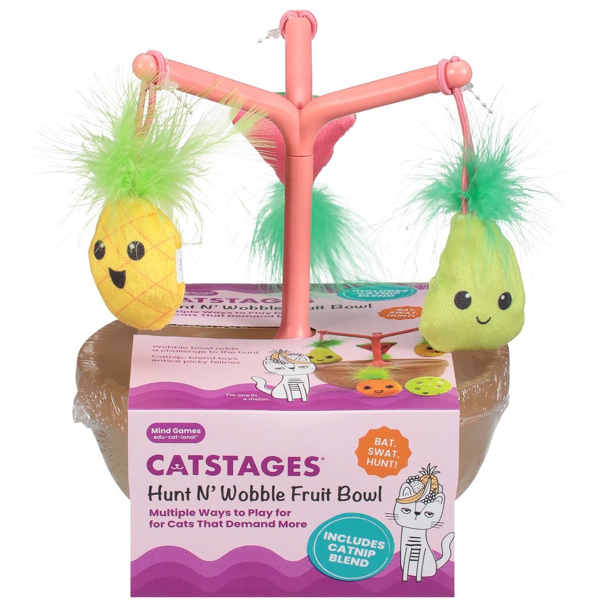slide 1 of 12, Catstages Hunt N' Wobble Fruit Bowl Cat Toy, Medium, 1 ct