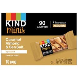 KIND Minis Gluten Free Caramel Almond & Sea Salt Snack Bars, 0.7 oz, 10 Count