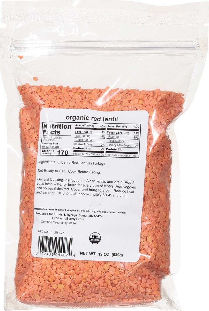 slide 5 of 11, L&B Lunds & Byerlys Organic Red Lentil 19 oz, 19 oz