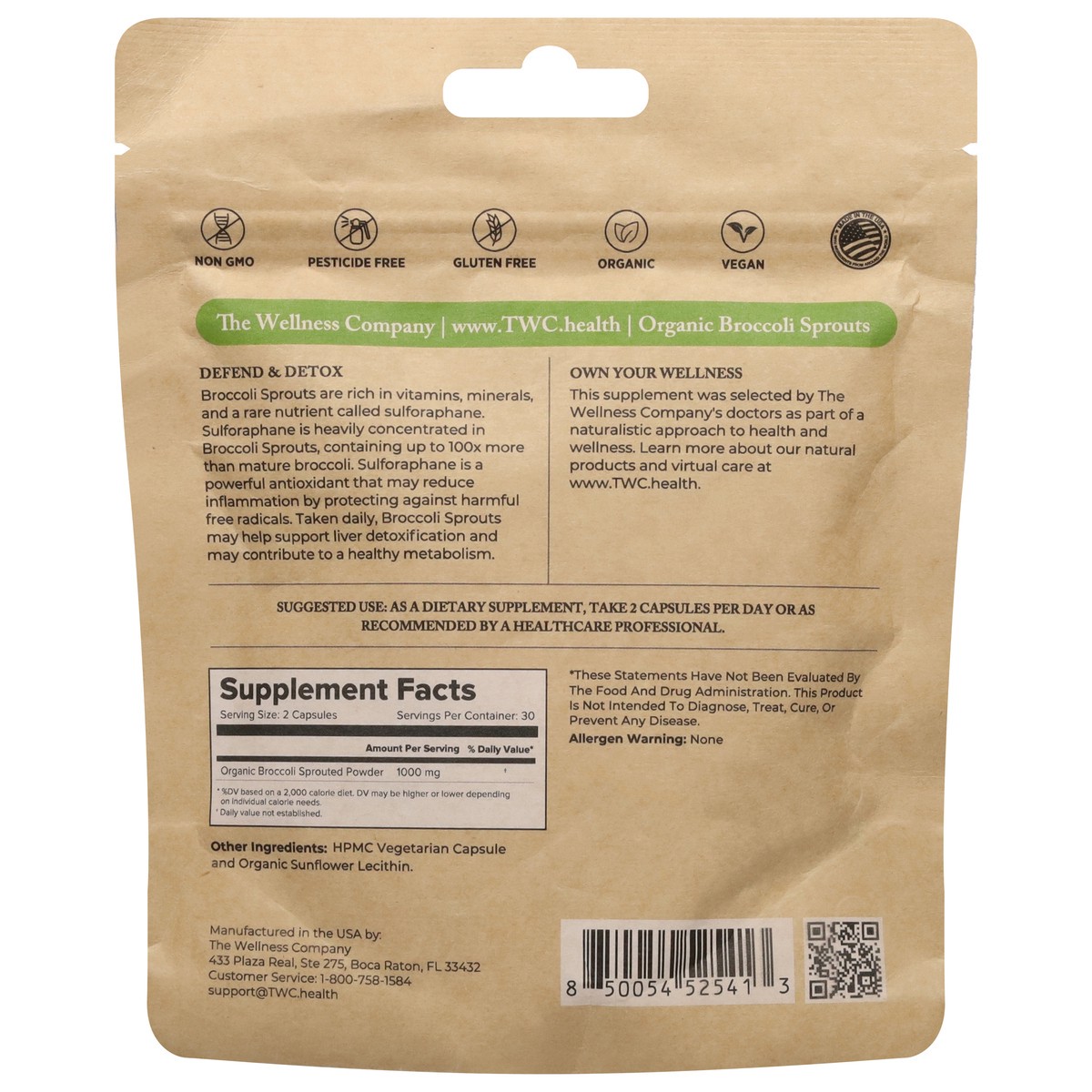 slide 4 of 15, The Wellness Company Organic Broccoli Sprouts 60 Vegetarian Capsules, 60 ct