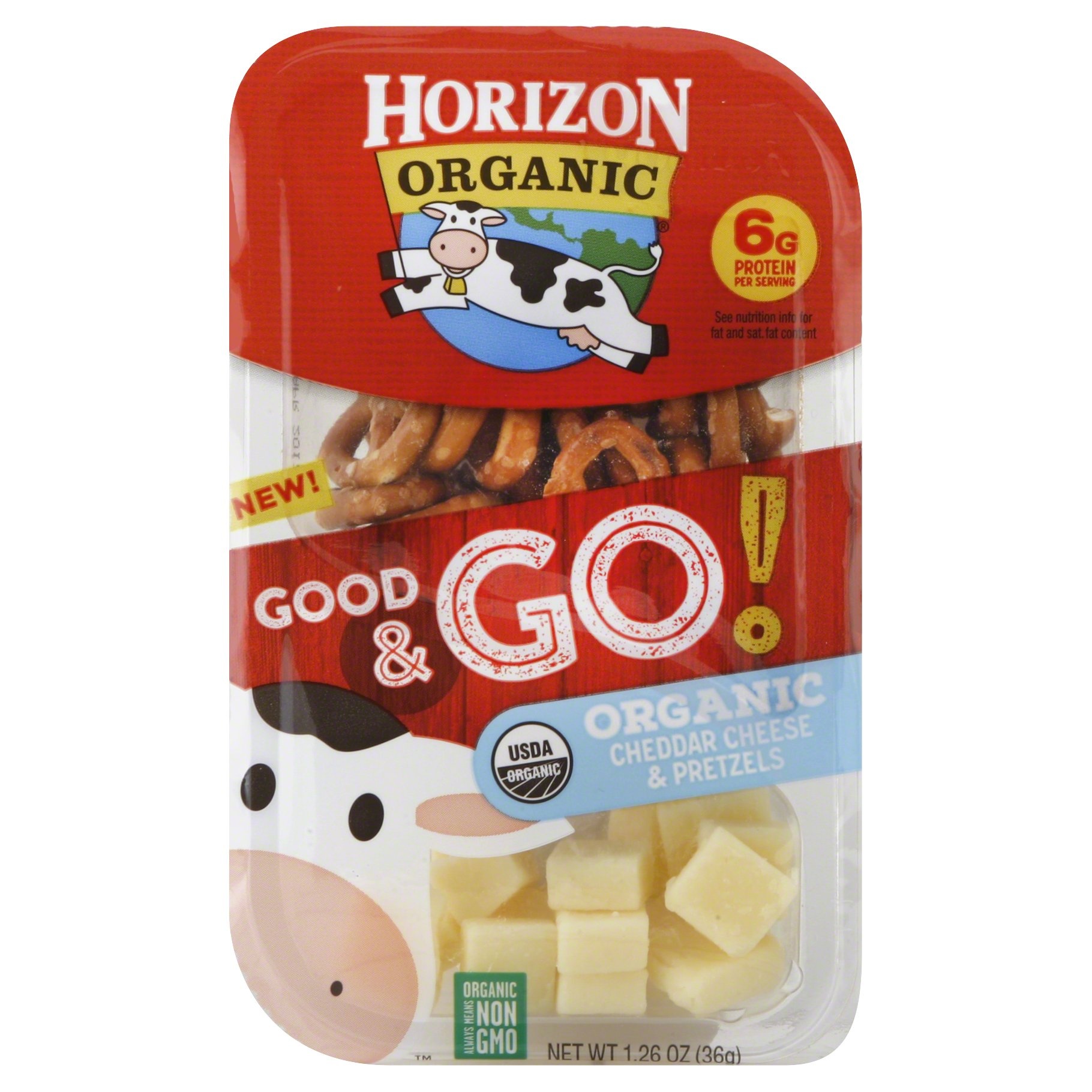 slide 1 of 6, Horizon Organic Good & Go! Organic Cheddar Cheese & Pretzels, 1.2 oz
