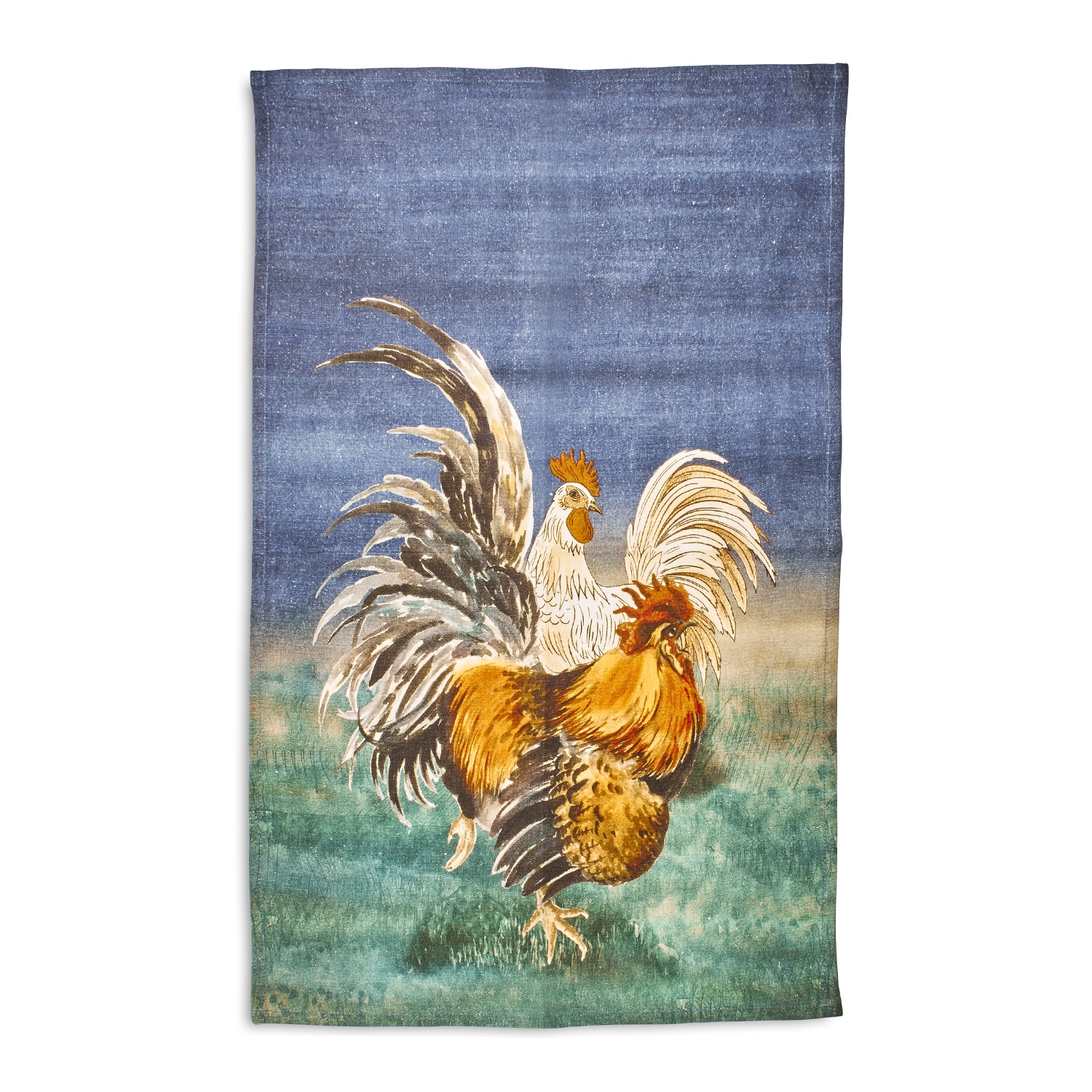 slide 1 of 1, Sur La Table Navy Rooster Linen Kitchen Towel, 28 in x 20 in