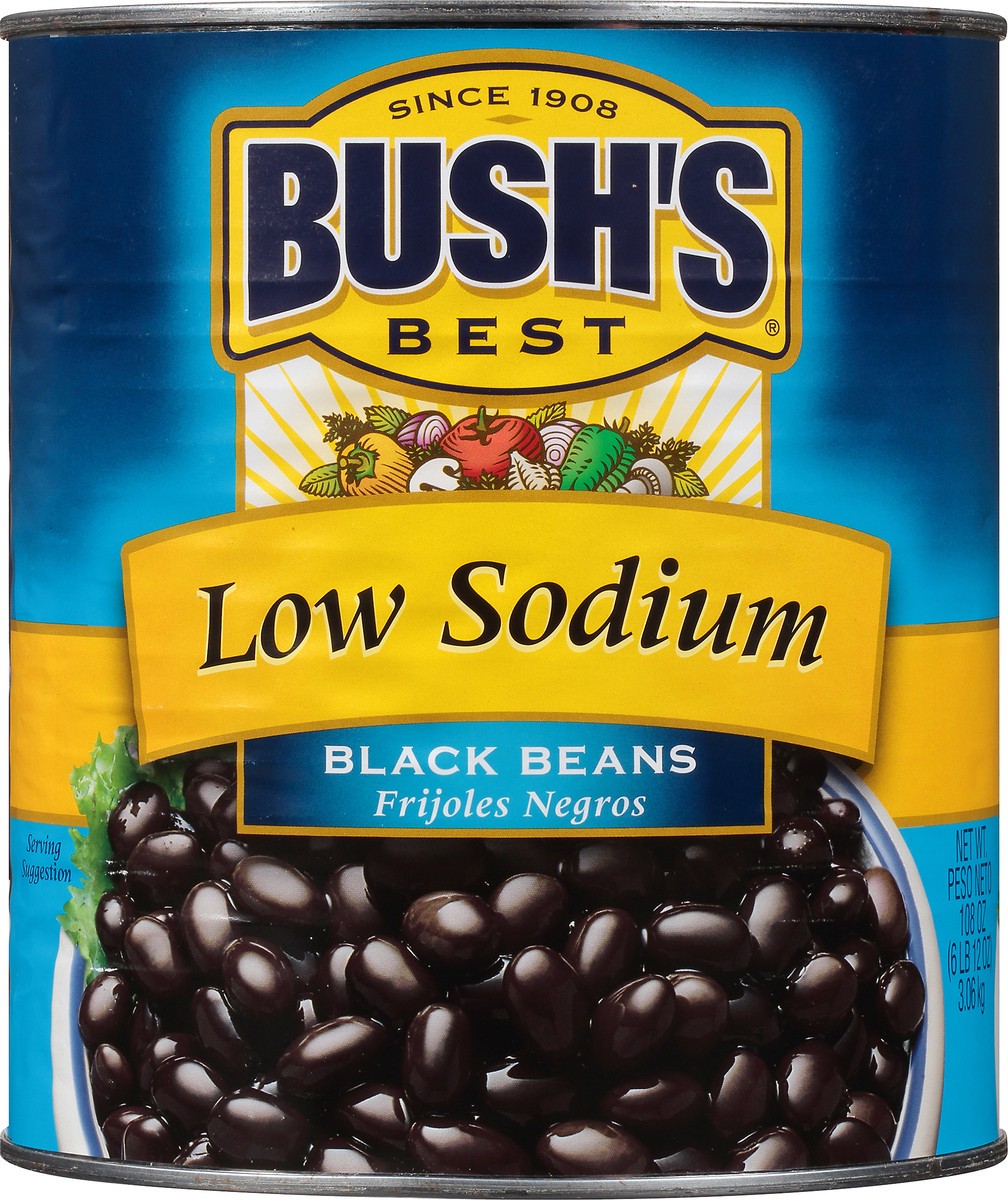 slide 4 of 7, Bush's Best Bush's Low Sodium Black Beans 108 oz, 108 oz